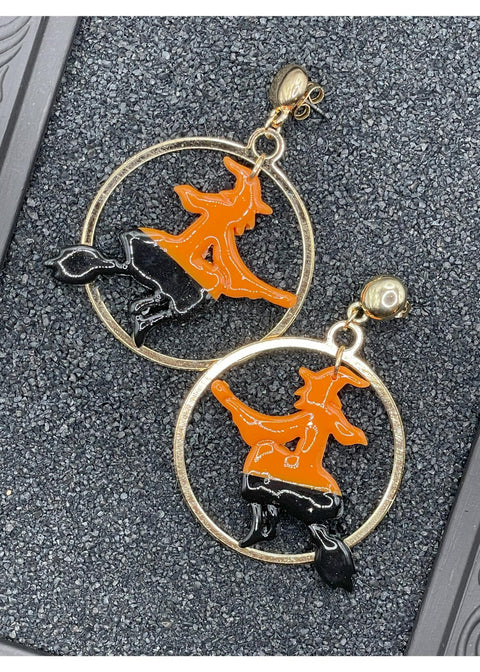 Salem Full Gold Moon Witch Earrings