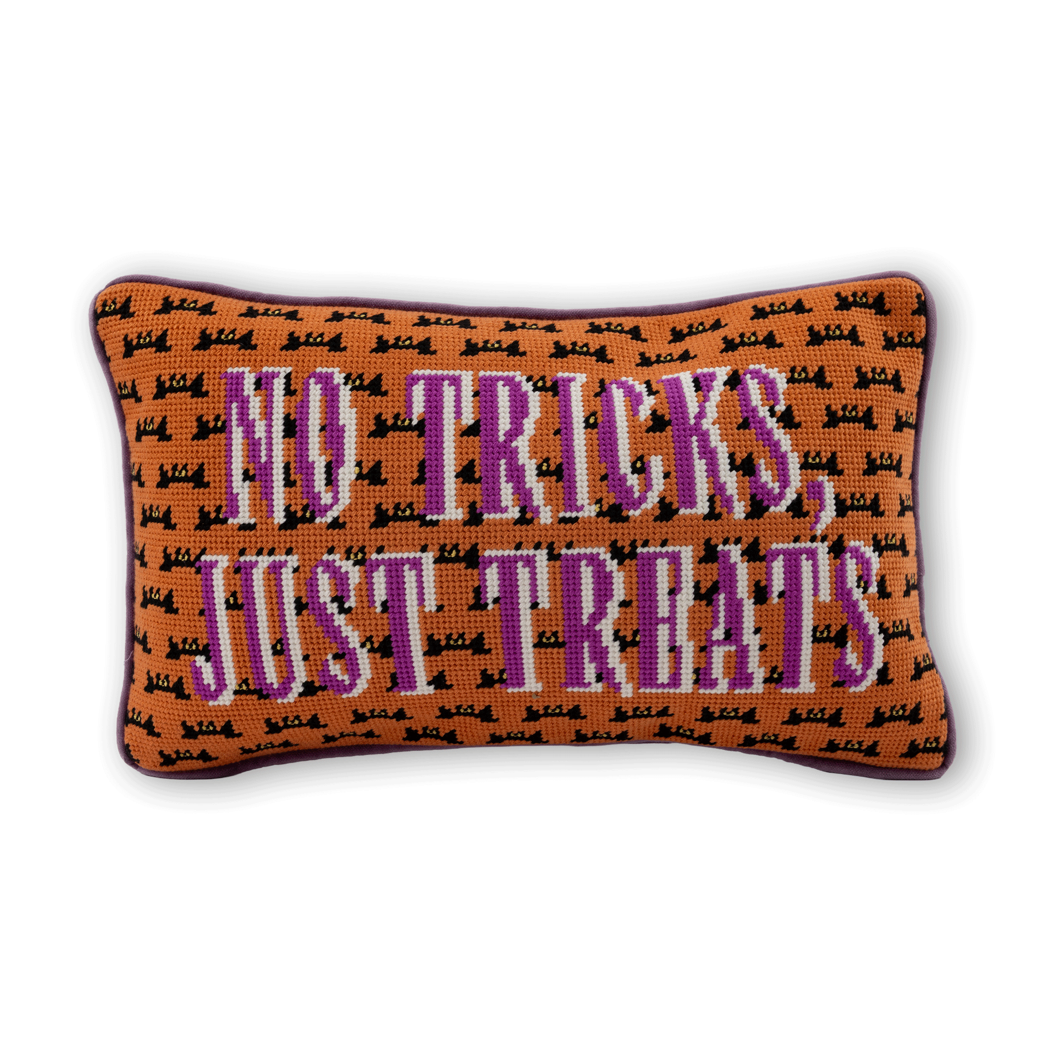 Needlepoint Pillow - No Tricks Just Treats
