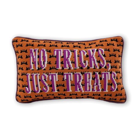 Needlepoint Pillow - No Tricks Just Treats