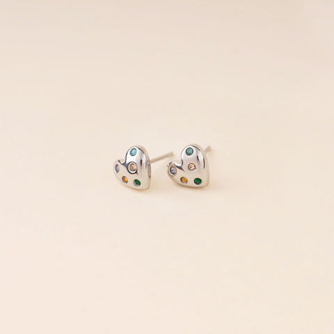 Puffy Heart Stud Earrings