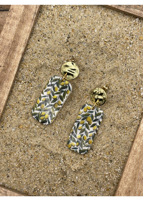 Olive Printed Dangle Earrings