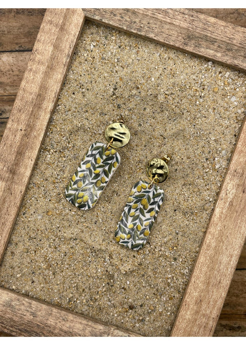 Olive Printed Dangle Earrings