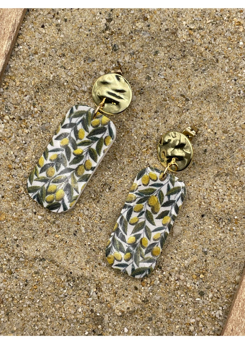 Olive Printed Dangle Earrings