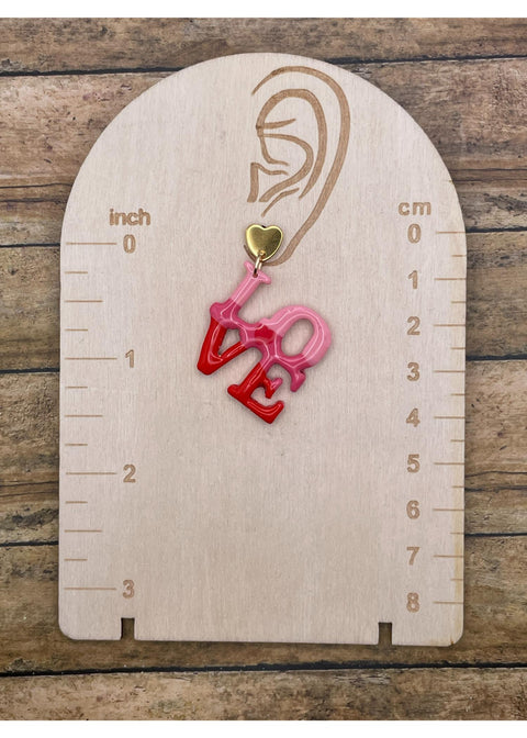 Ombre LOVE Earrings with Heart Stud