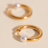 Pearl Huggie Hoop Earrings