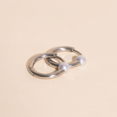 Pearl Huggie Hoop Earrings