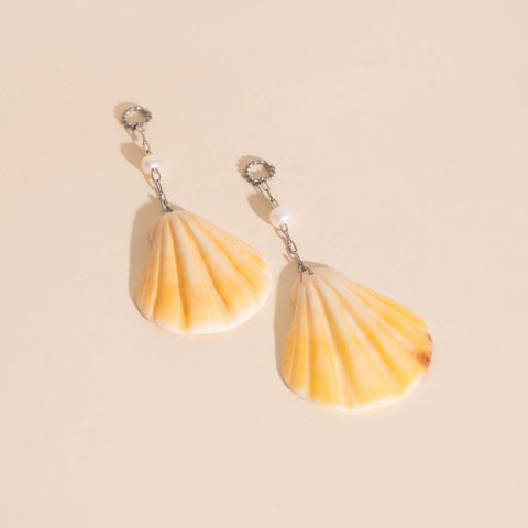 Jumbo Seashell Dangle Huggie Hoop Charms