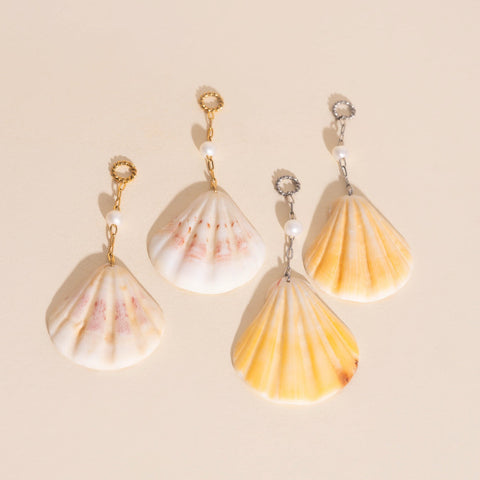 Jumbo Seashell Dangle Huggie Hoop Charms
