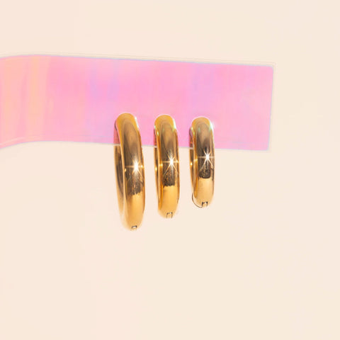 Titanium Chunky Rounded Huggie Hoop Earrings