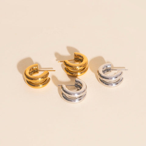 Chunky Crescent Stud Earrings