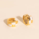 Checkered Rounded Super Chunky Huggie Hoop Earrings