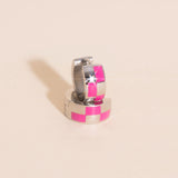 Checkered Rounded Super Chunky Huggie Hoop Earrings