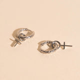 Cross Chunky Huggie Hoop Charms