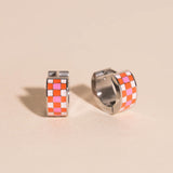 Miami Checkered Super Chunky Huggie Hoop Earrings