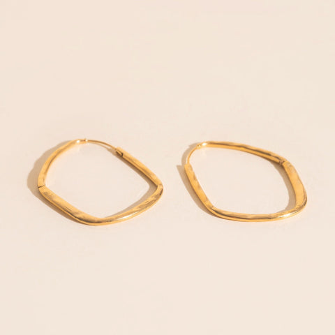 Titanium Hammered Oblong Huggie Hoop Earrings