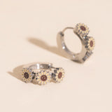 Sunflower 3D Huggie Hoop Earrings