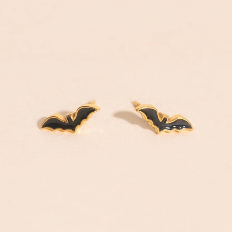 Black Bat Stud Earrings