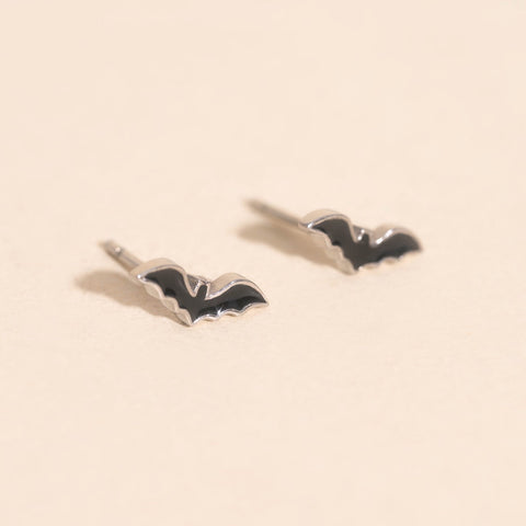 Black Bat Stud Earrings