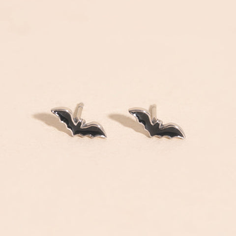 Black Bat Stud Earrings