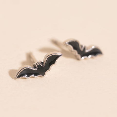 Black Bat Stud Earrings