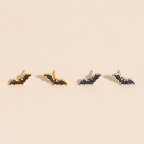 Black Bat Stud Earrings