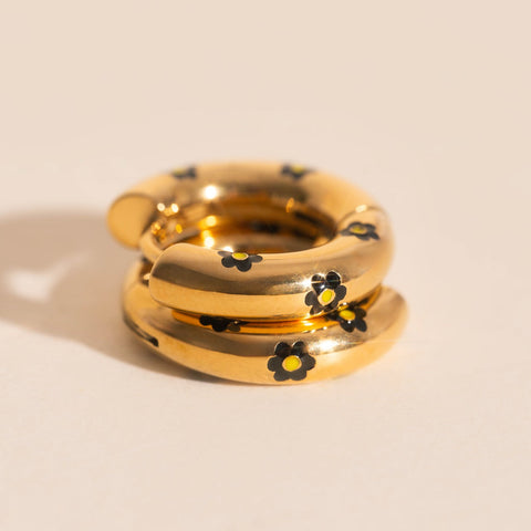 Daisy Chunky Rounded Huggie Hoop Earrings