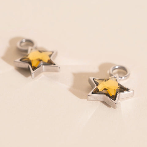 Shiny Star Huggie Hoop Charms