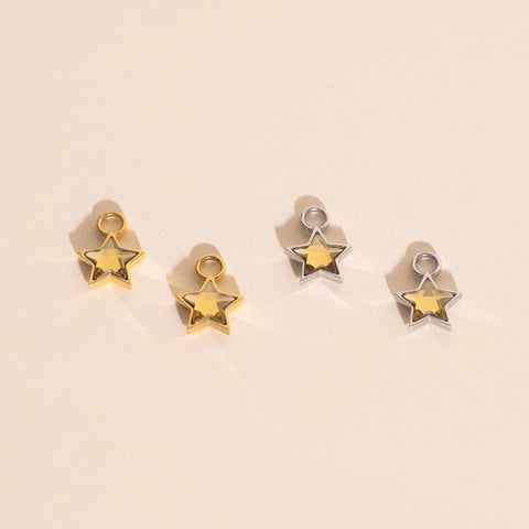 Shiny Star Huggie Hoop Charms