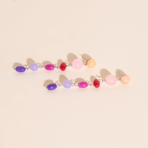Beaded Dangle Stud Earrings