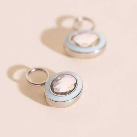 Blue Frost Chunky Huggie Hoop Charms