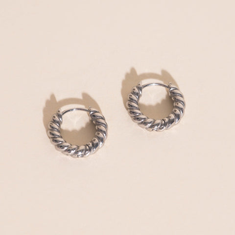 Rope Chunky Rounded Huggie Hoop Earrings