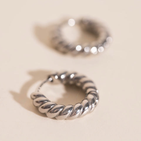 Rope Chunky Rounded Huggie Hoop Earrings