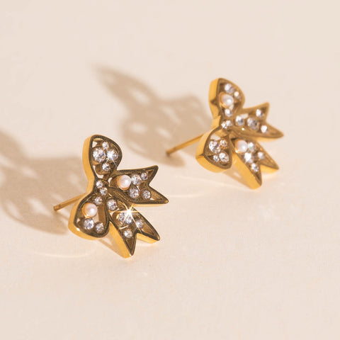 Luxe Ribbon Bow Stud Earrings