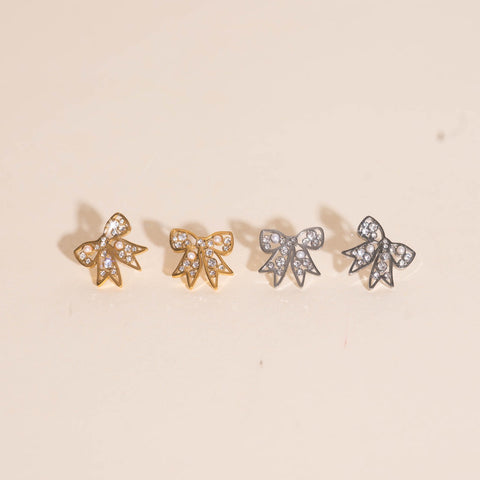Luxe Ribbon Bow Stud Earrings