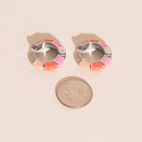 Color Block Chunky Rounded Huggie Hoop Earrings