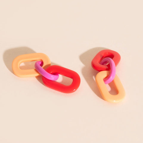 Color Block Acrylic Chain Huggie Hoop Charms