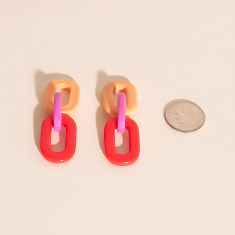 Color Block Acrylic Chain Huggie Hoop Charms