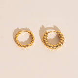 Rope Chunky Rounded Huggie Hoop Earrings