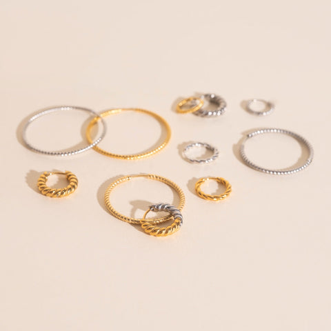 Rope Chunky Rounded Huggie Hoop Earrings