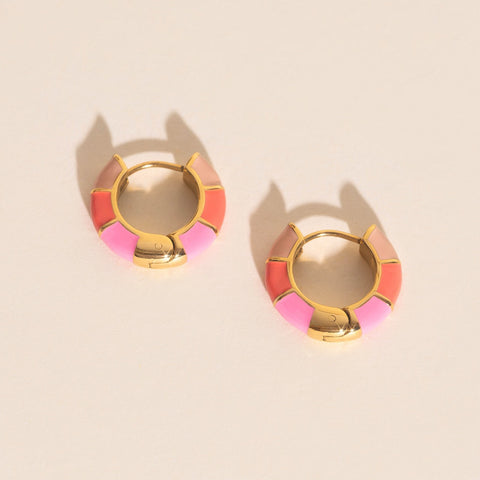 Color Block Chunky Rounded Huggie Hoop Earrings