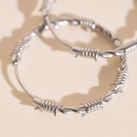 Barbed Wire Huggie Hoop Earrings