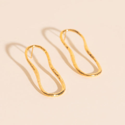 Hammered Oval Stud Earrings