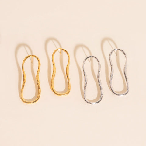 Hammered Oval Stud Earrings