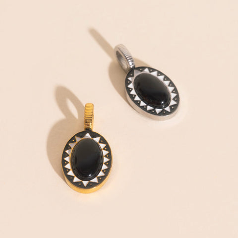 Black Stone Necklace Charm