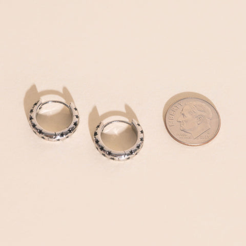 Black Star Chunky Huggie Hoop Earrings