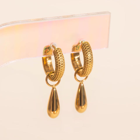 Droplet Chunky Huggie Hoop Charms