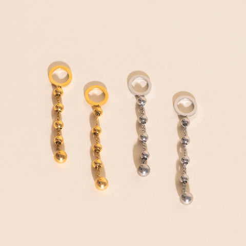 Beaded Metal Chain Chunky Huggie Hoop Charms