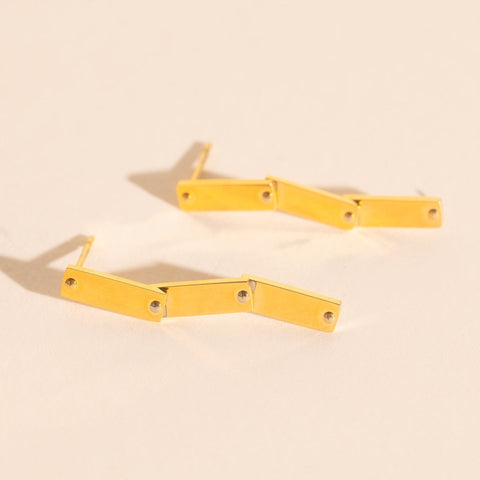 Flat Hammered Bar Stud Earrings