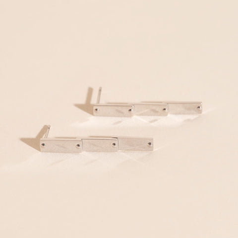 Flat Hammered Bar Stud Earrings