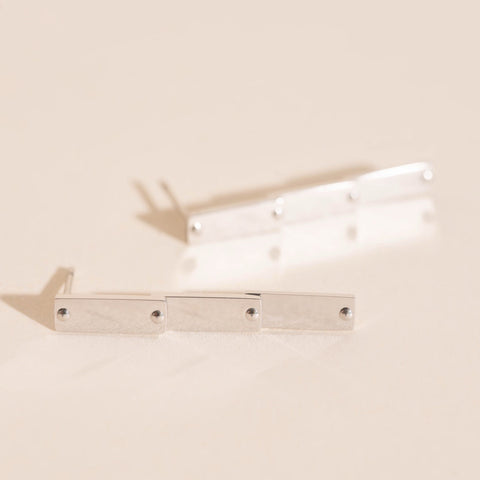 Flat Hammered Bar Stud Earrings